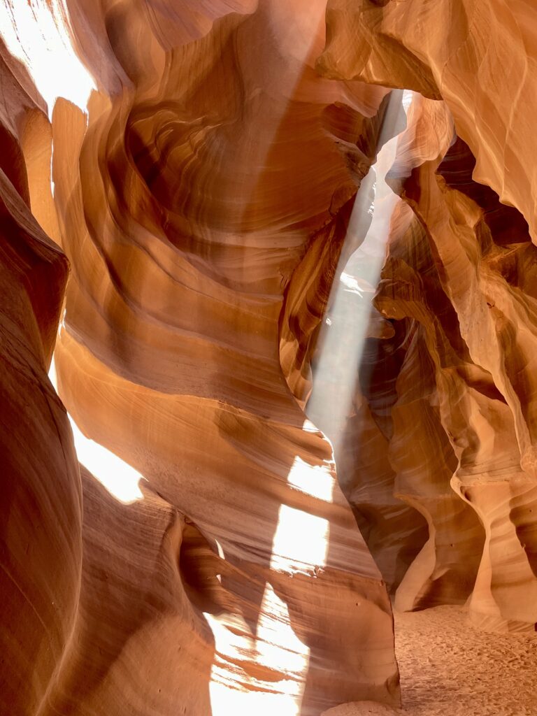 Sunlight beam inside Upper Antelope Canyon in Arizona.