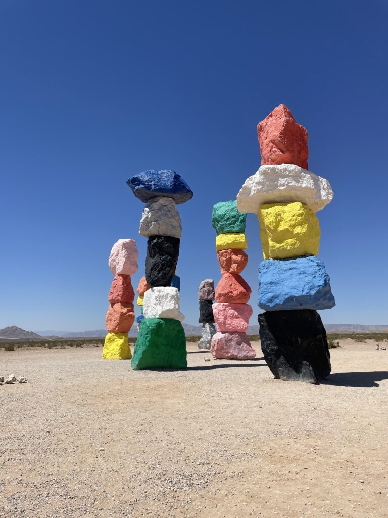 Seven Magic Mountains art installation in the Nevada desert near Las Vegas.