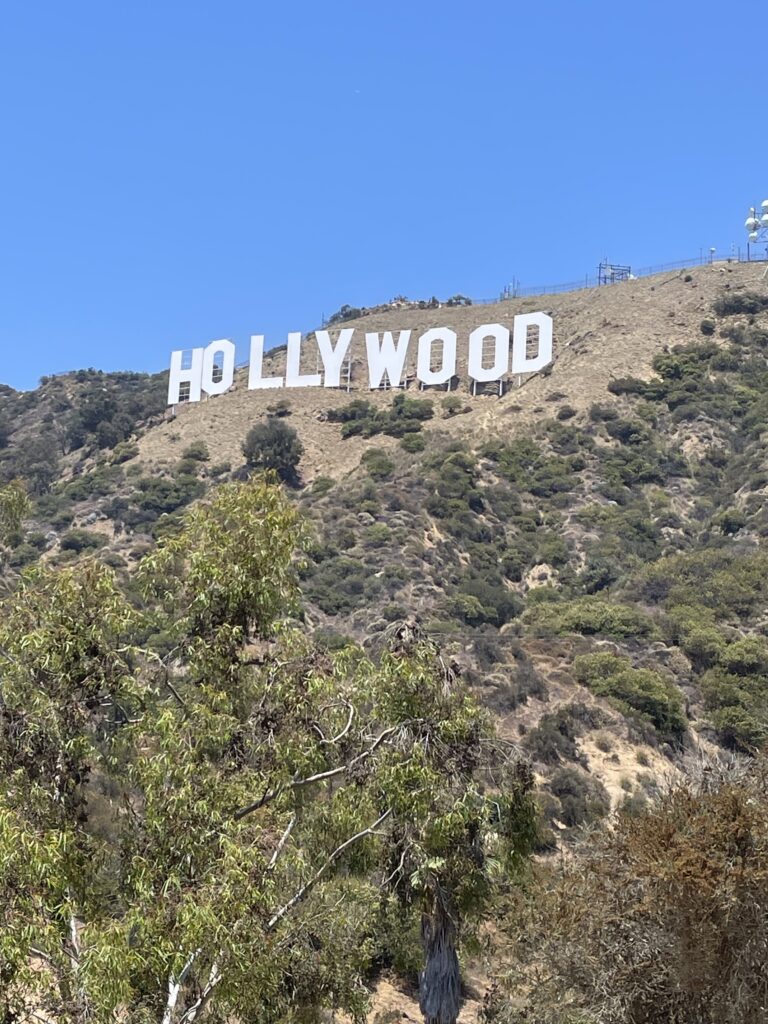 Hollywood Sign on the hillside in Los Angeles, California.