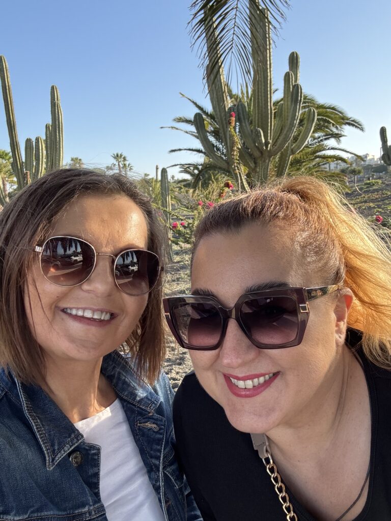 Two friends travelling together in Lanzarote, Canary Islands.