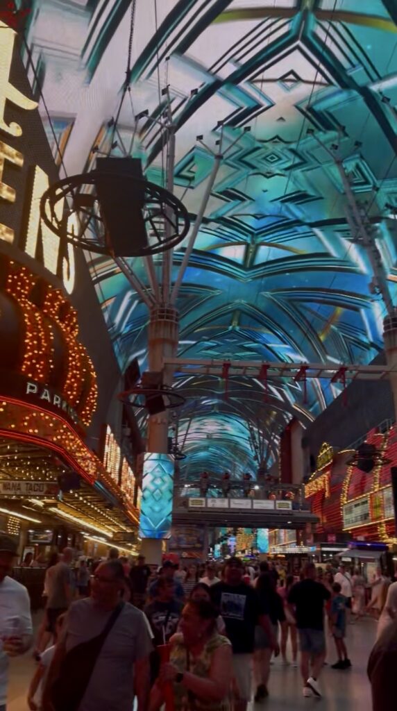 Fremont Street Experience under the illuminated LED canopy in downtown Las Vegas