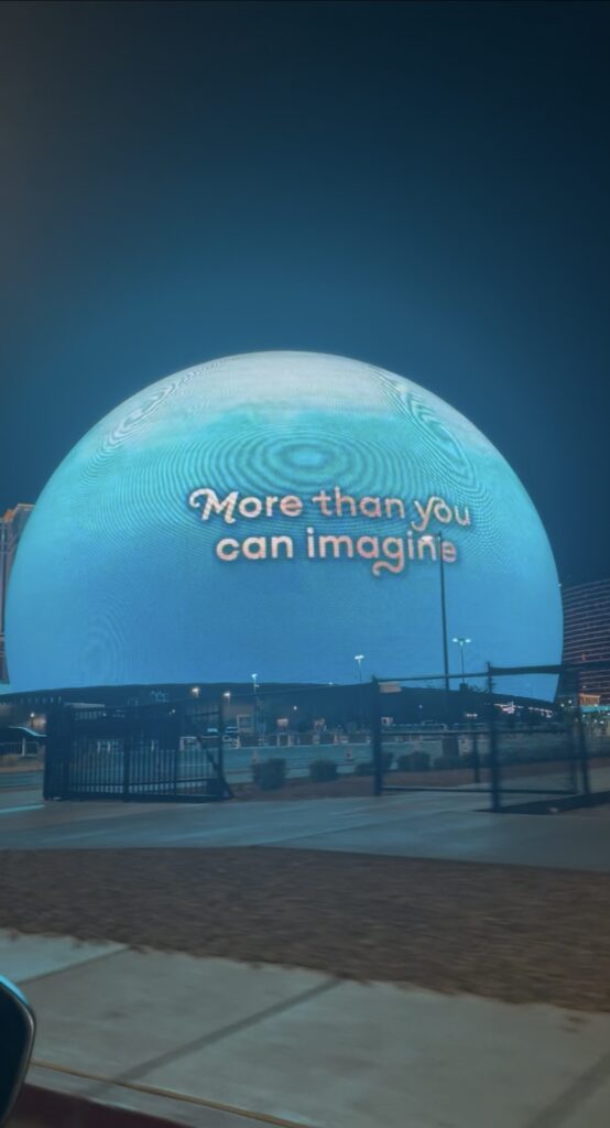 Las Vegas Sphere illuminated at night