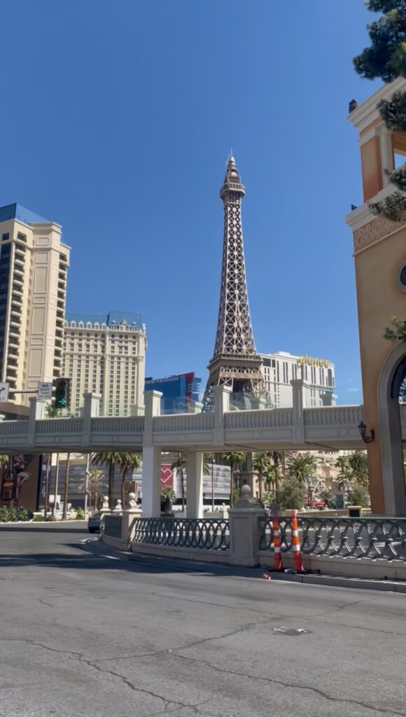 Eiffel Tower replica at Paris Las Vegas on a sunny day