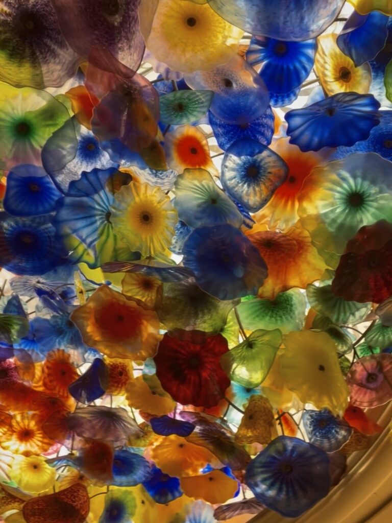 Colorful glass ceiling at the Bellagio Hotel in Las Vegas, Nevada.