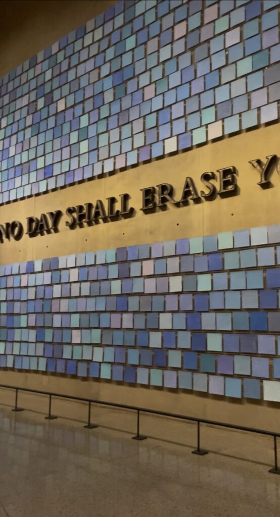 Blue art installation inside the 9/11 Memorial Museum in New York City.