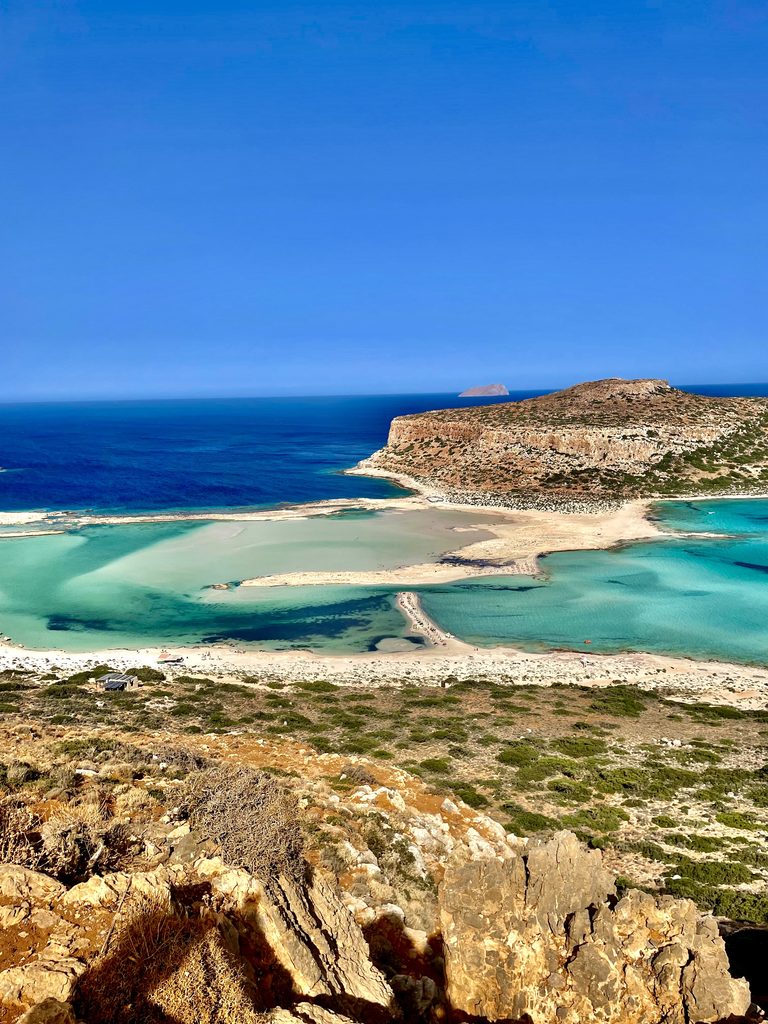 Elafonisi vs Balos: panoramic view of Balos Lagoon from the trail above in Crete